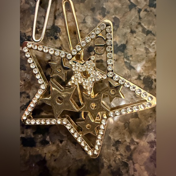 Dior Holiday 2026 Star Hair Clips Sealed in Plastic Inset Crystals Silver & Gold main image 3